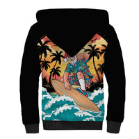 Vintage Santa Claus Surfing Summer Sherpa Hoodie Mele Kalikimaka i Iulai! LT9 - Polynesian Pride