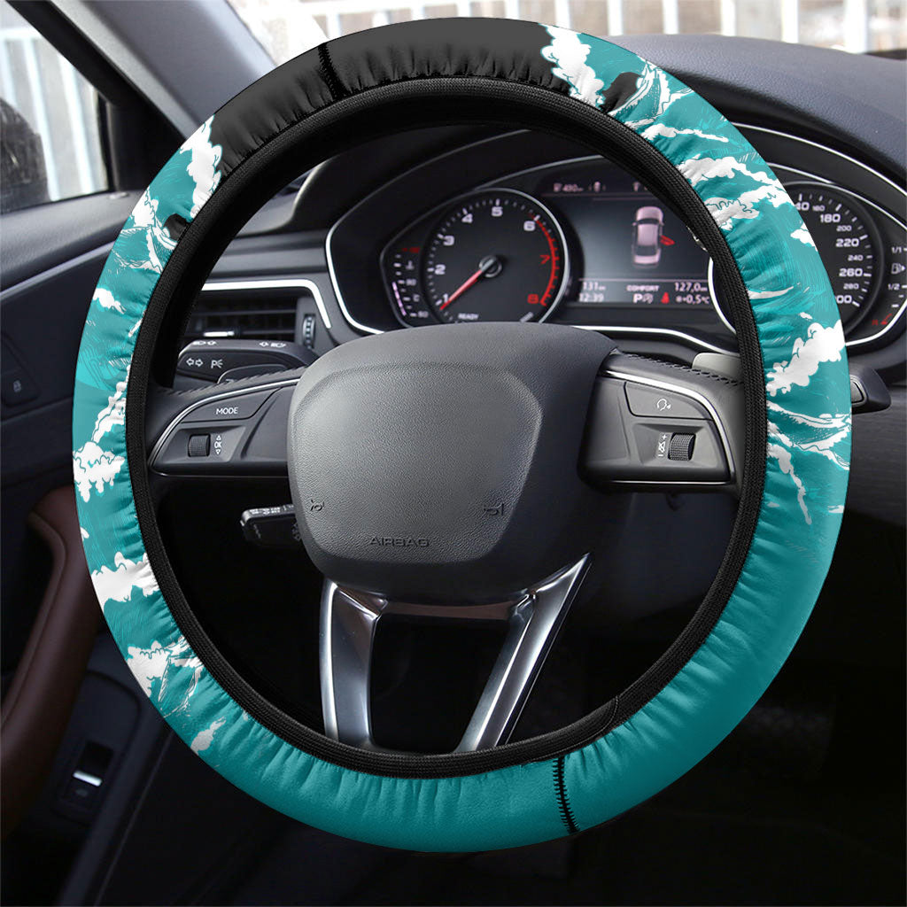 Vintage Santa Claus Surfing Summer Steering Wheel Cover Mele Kalikimaka i Iulai!