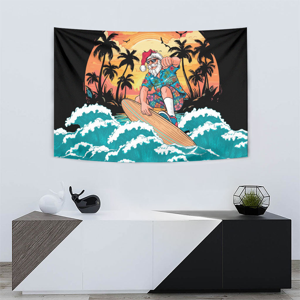 Vintage Santa Claus Surfing Summer Tapestry Mele Kalikimaka i Iulai!