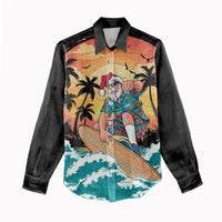Vintage Santa Claus Surfing Summer Women Casual Shirt Mele Kalikimaka i Iulai! LT9 - Polynesian Pride