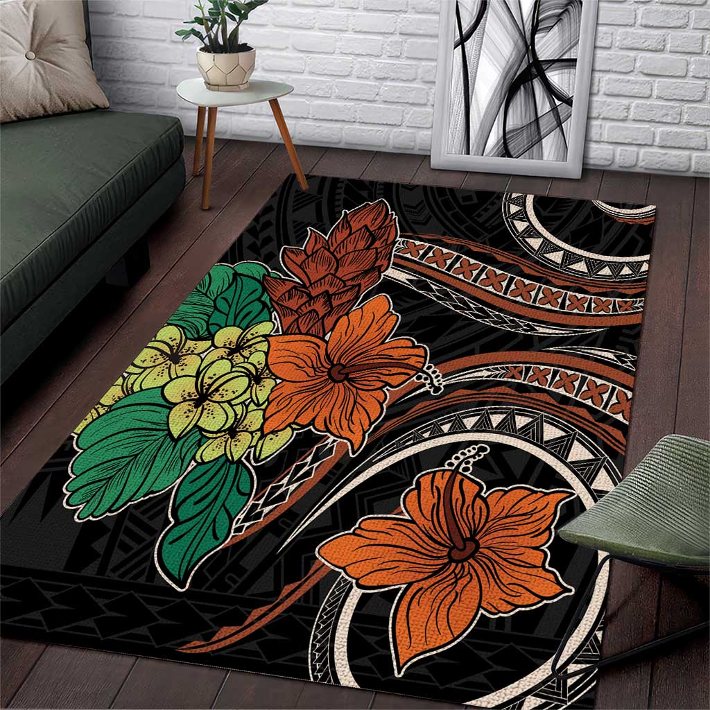 Vintage Hibiscus Pacific Floral Area Rug