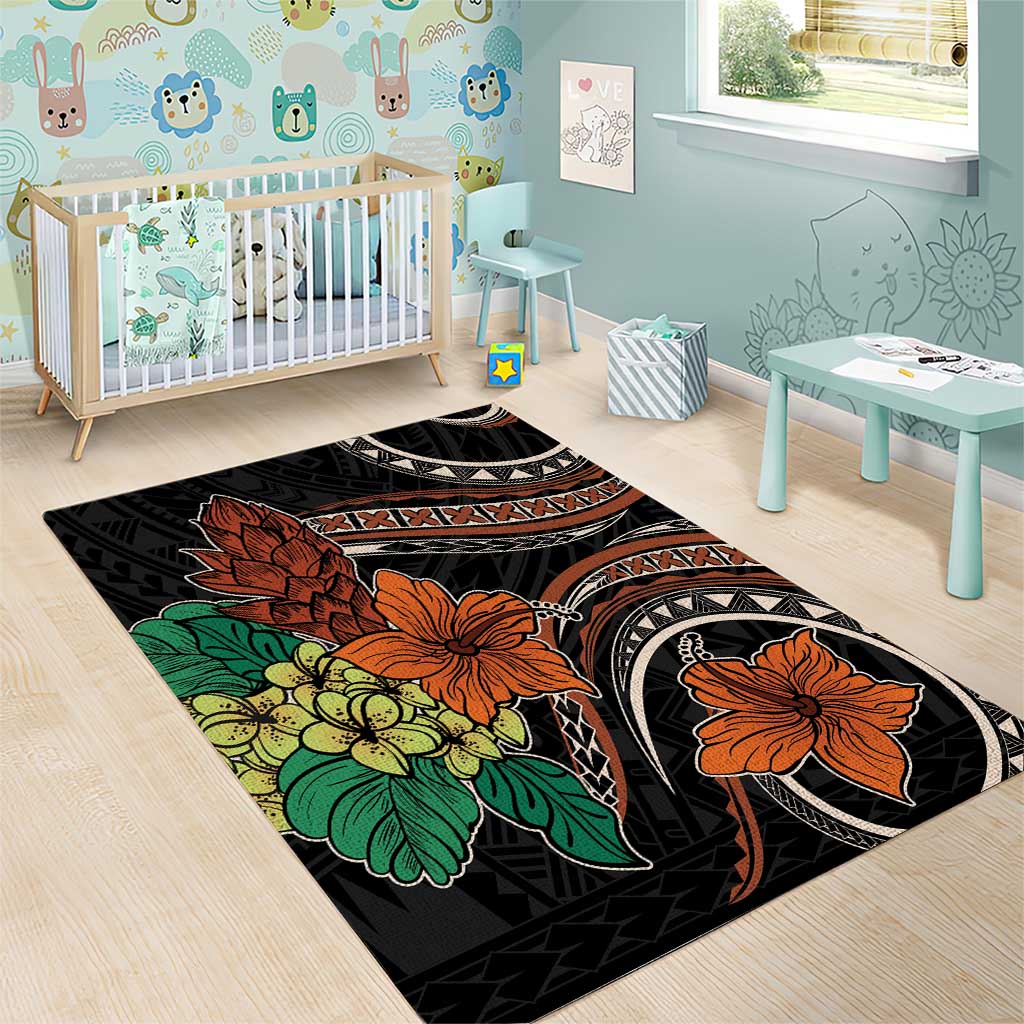 Vintage Hibiscus Pacific Floral Area Rug