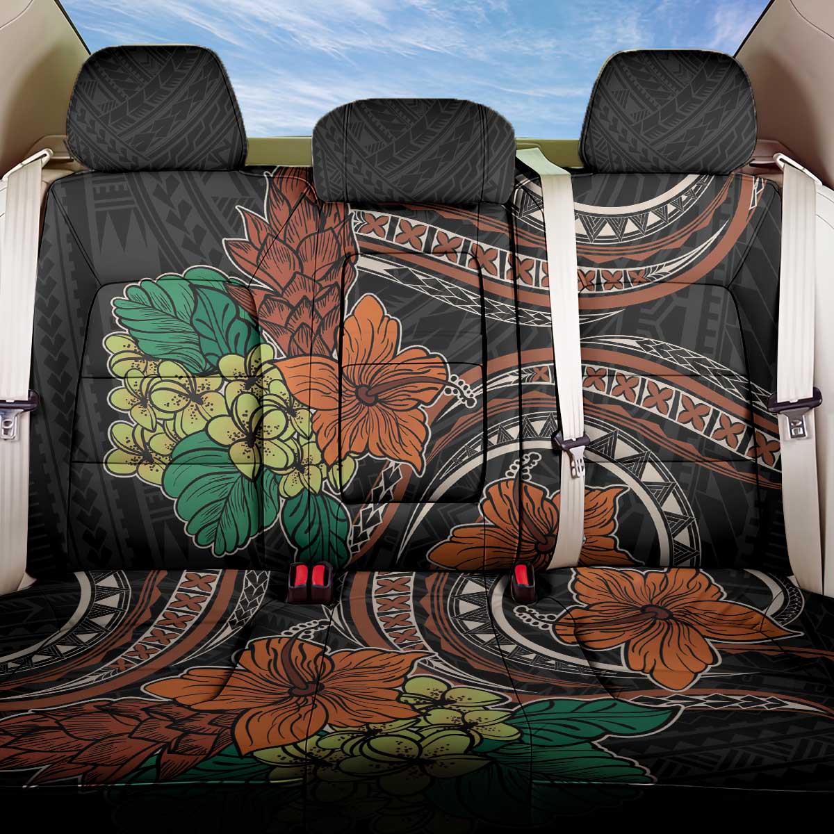 Vintage Hibiscus Pacific Floral Back Car Seat Cover