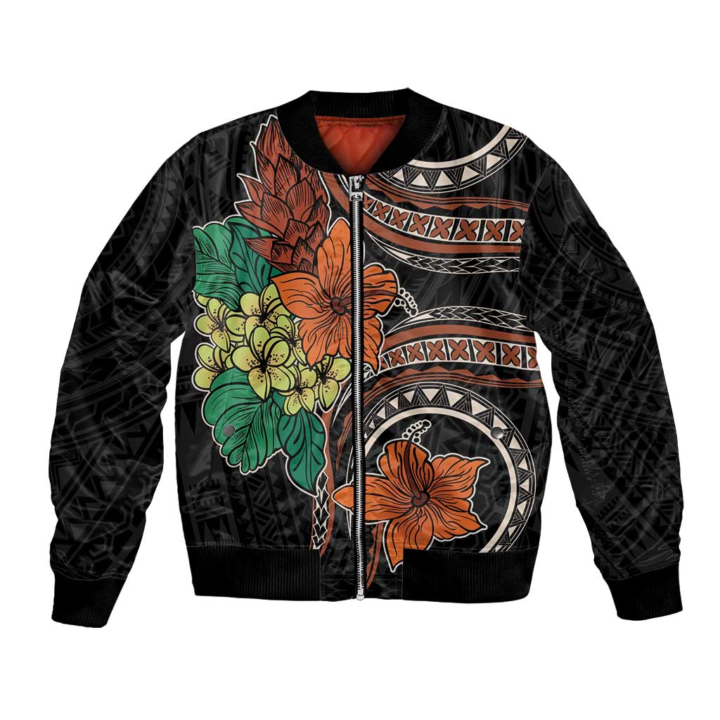 Vintage Hibiscus Pacific Floral Bomber Jacket