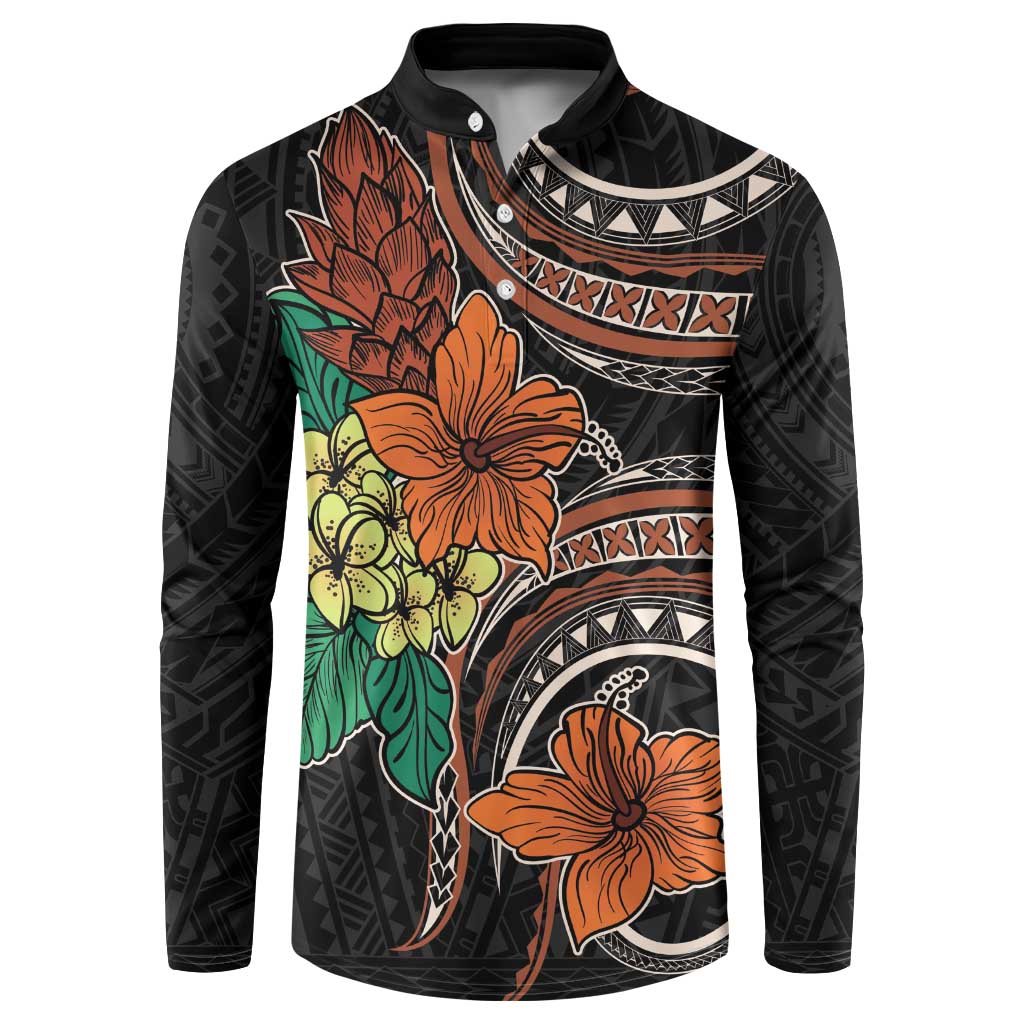 Vintage Hibiscus Pacific Floral Button Sweatshirt