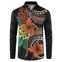 Vintage Hibiscus Pacific Floral Button Sweatshirt