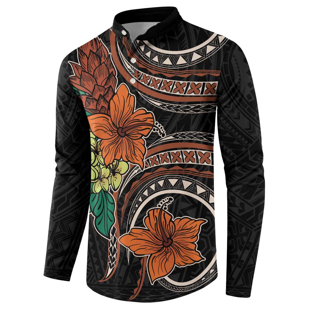 Vintage Hibiscus Pacific Floral Button Sweatshirt