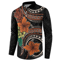 Vintage Hibiscus Pacific Floral Button Sweatshirt