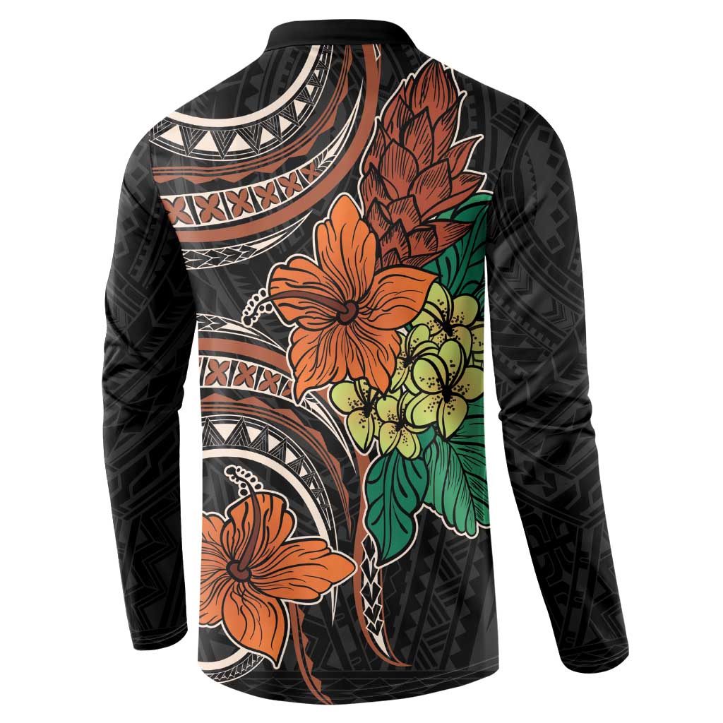 Vintage Hibiscus Pacific Floral Button Sweatshirt