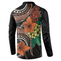 Vintage Hibiscus Pacific Floral Button Sweatshirt