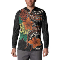 Vintage Hibiscus Pacific Floral Button Sweatshirt
