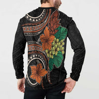Vintage Hibiscus Pacific Floral Button Sweatshirt