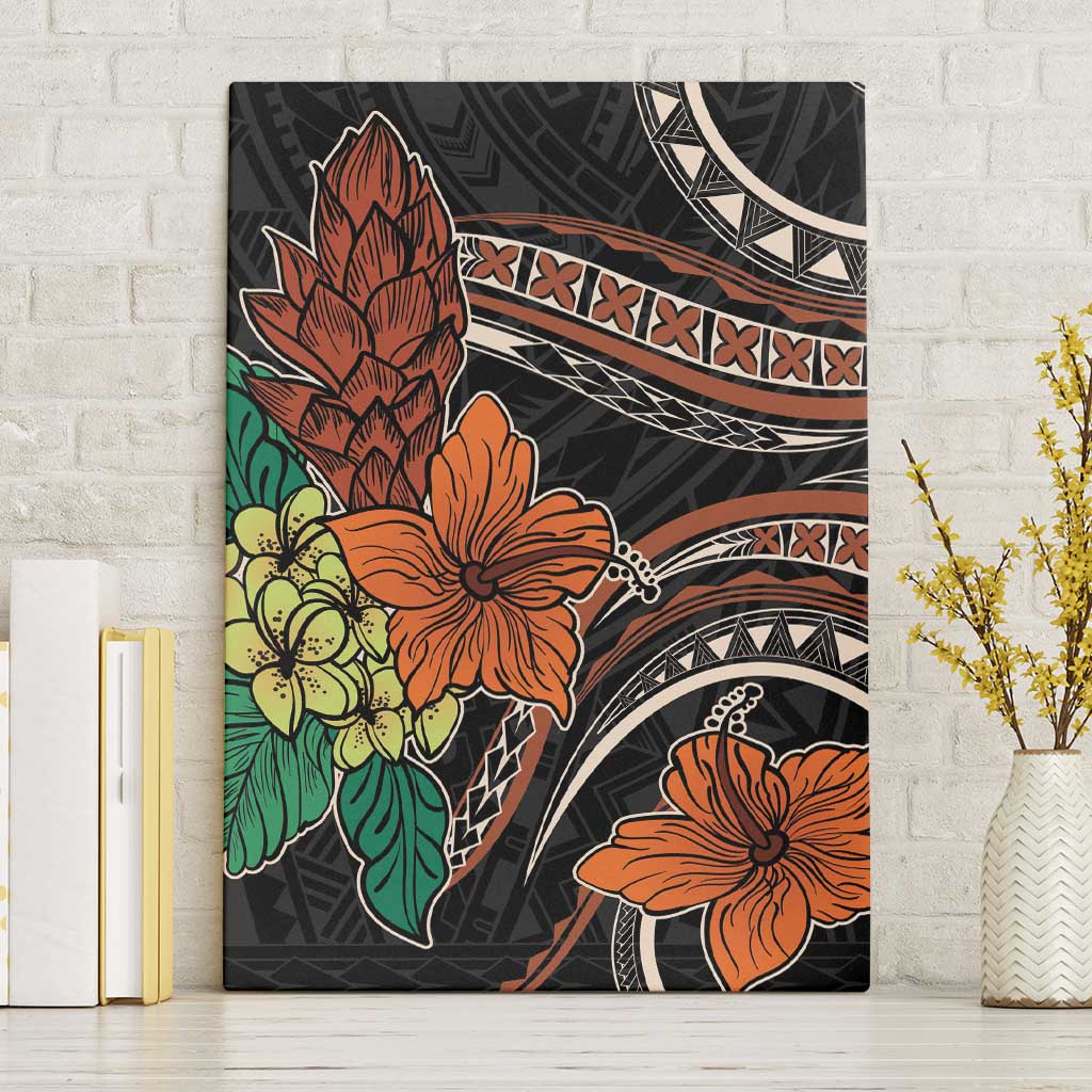 Vintage Hibiscus Pacific Floral Canvas Wall Art