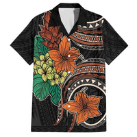 Vintage Hibiscus Pacific Floral Family Matching Puletasi and Hawaiian Shirt LT9 Dad's Shirt - Short Sleeve Black - Polynesian Pride