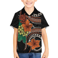 Vintage Hibiscus Pacific Floral Family Matching Summer Maxi Dress and Hawaiian Shirt LT9 Son's Shirt Black - Polynesian Pride