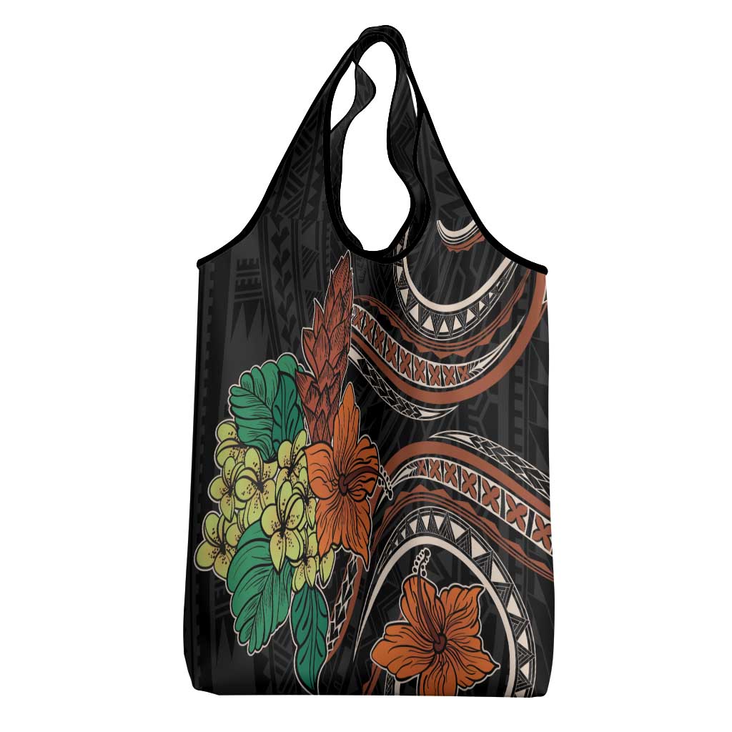 Vintage Hibiscus Pacific Floral Grocery Bag