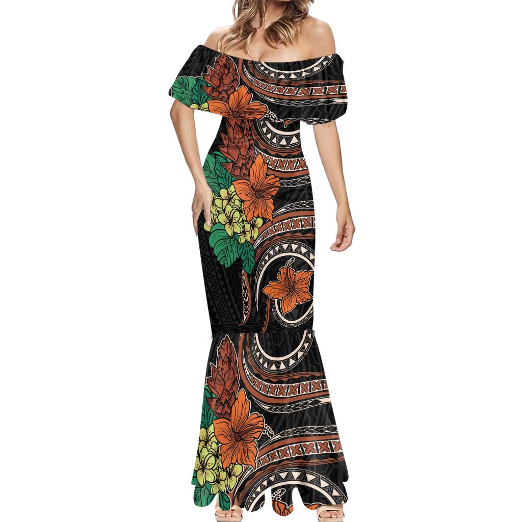 Vintage Hibiscus Pacific Floral Mermaid Dress LT9 - Polynesian Pride