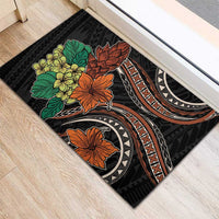 Vintage Hibiscus Pacific Floral Rubber Doormat