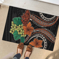 Vintage Hibiscus Pacific Floral Rubber Doormat