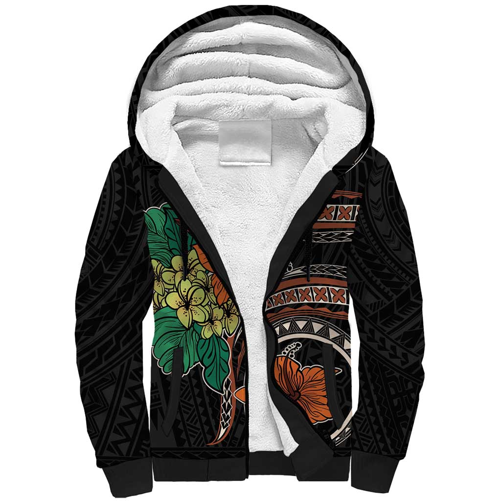 Vintage Hibiscus Pacific Floral Sherpa Hoodie