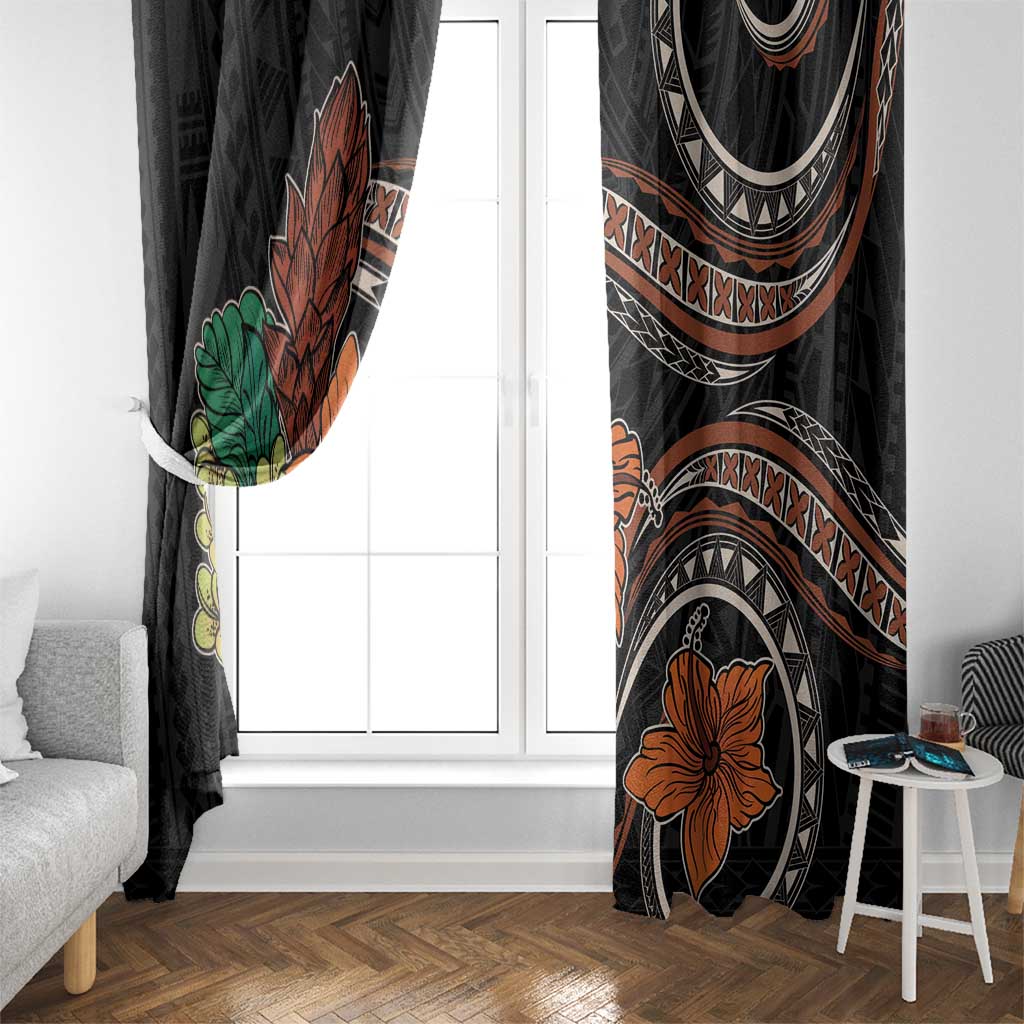 Vintage Hibiscus Pacific Floral Window Curtain