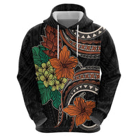 Vintage Hibiscus Pacific Floral Zip Hoodie