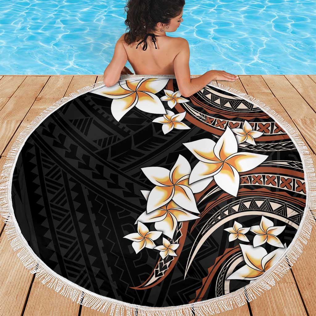 Vintage Plumeria Pacific Floral Beach Blanket