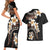 Vintage Plumeria Pacific Floral Couples Matching Short Sleeve Bodycon Dress and Hawaiian Shirt