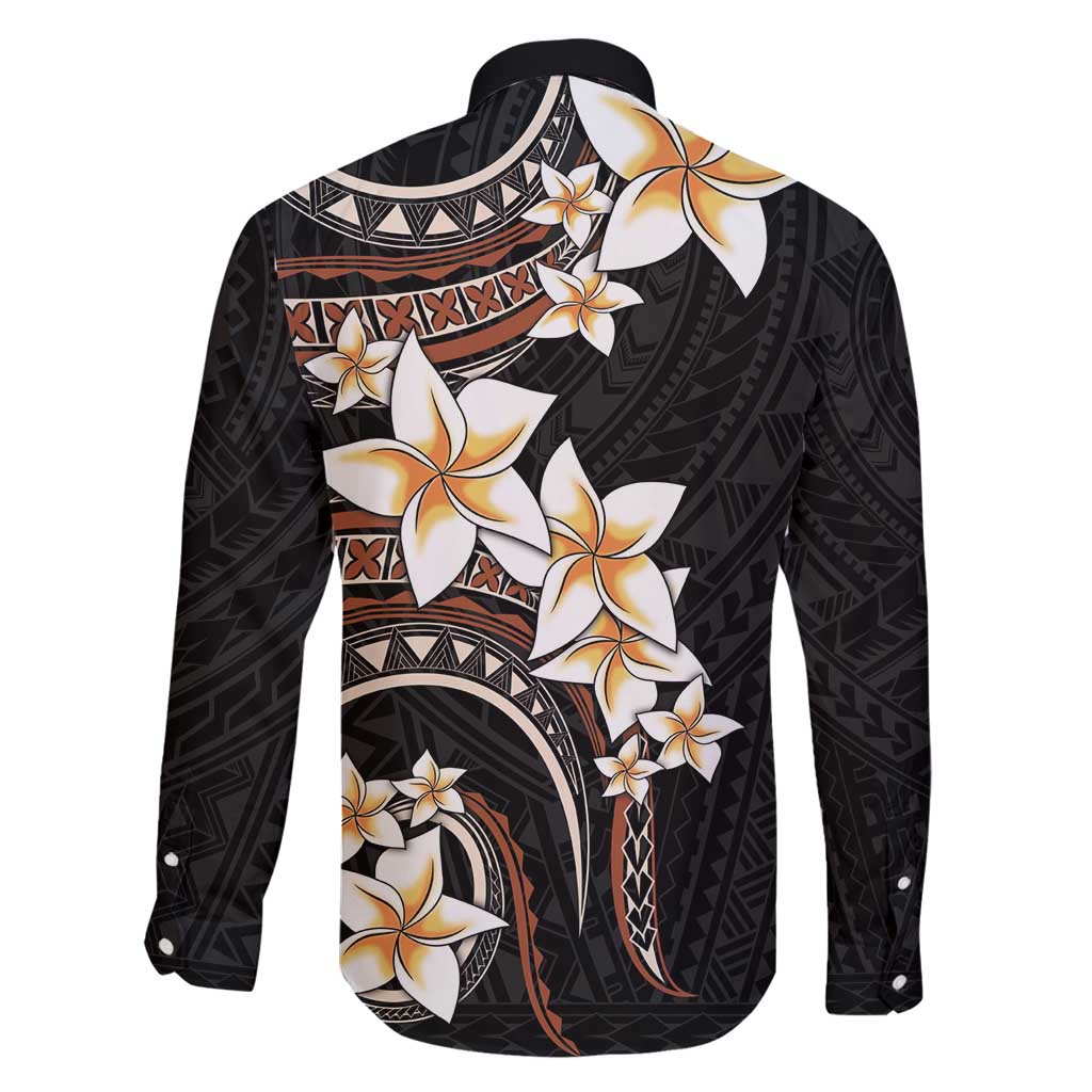 Vintage Plumeria Pacific Floral Family Matching Long Sleeve Bodycon Dress and Hawaiian Shirt