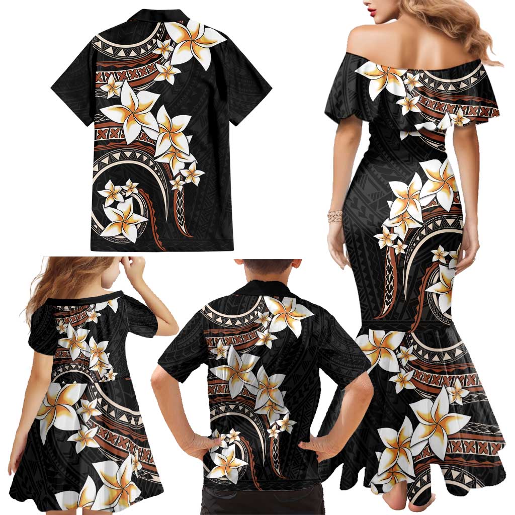 Vintage Plumeria Pacific Floral Family Matching Mermaid Dress and Hawaiian Shirt LT9 - Polynesian Pride