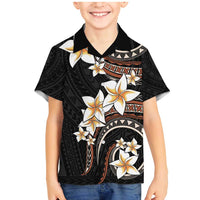 Vintage Plumeria Pacific Floral Family Matching Mermaid Dress and Hawaiian Shirt LT9 Son's Shirt Black - Polynesian Pride