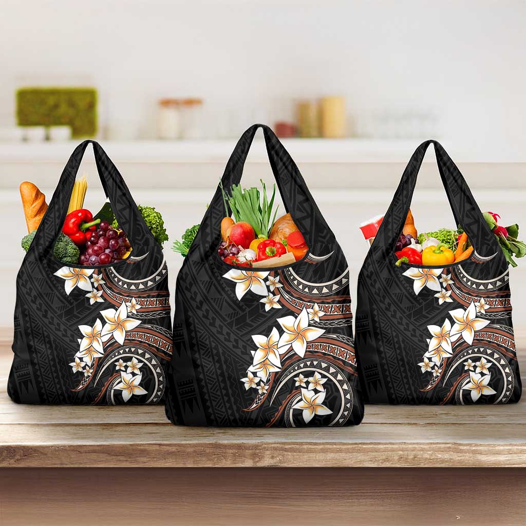 Vintage Plumeria Pacific Floral Grocery Bag