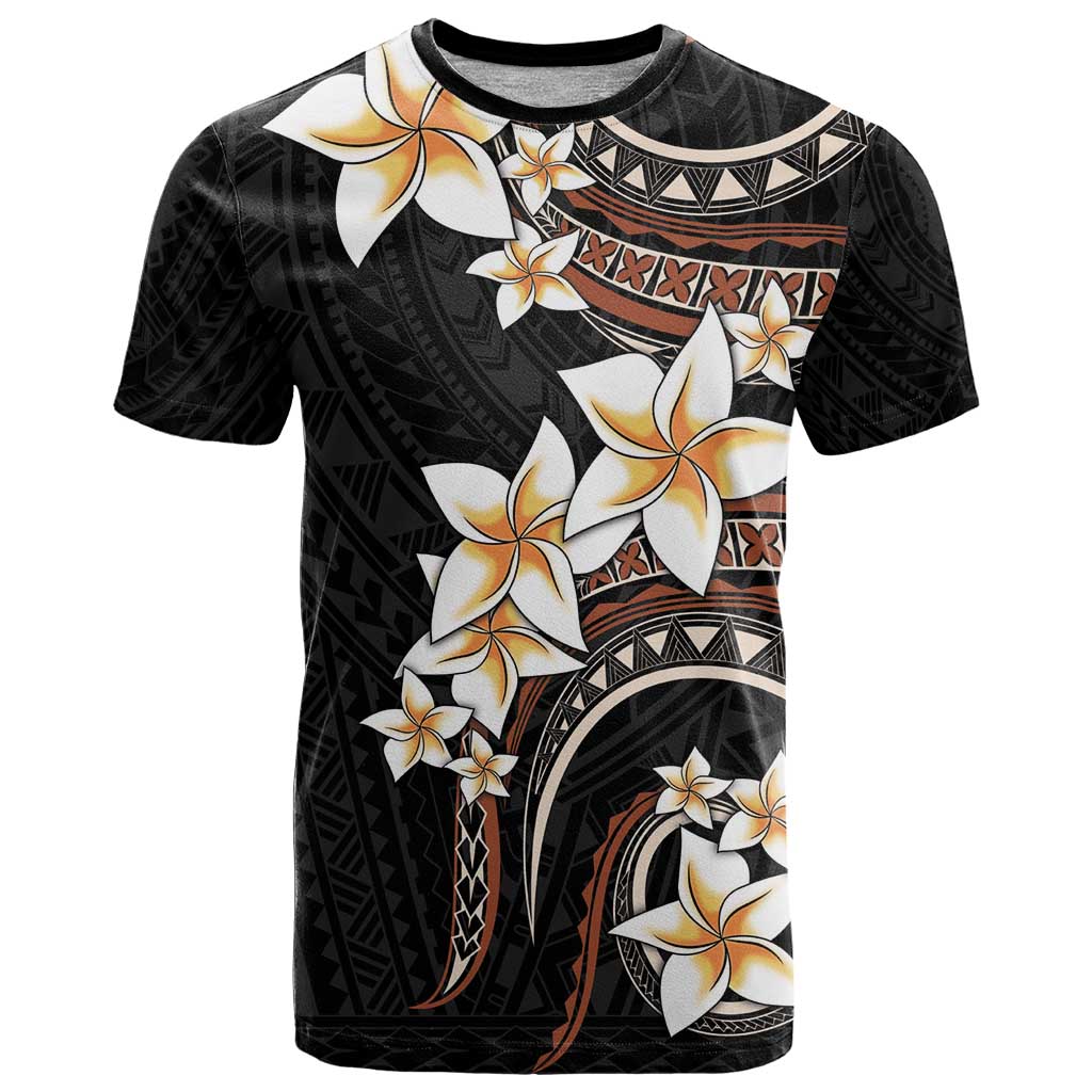 Vintage Plumeria Pacific Floral T Shirt LT9 Black - Polynesian Pride
