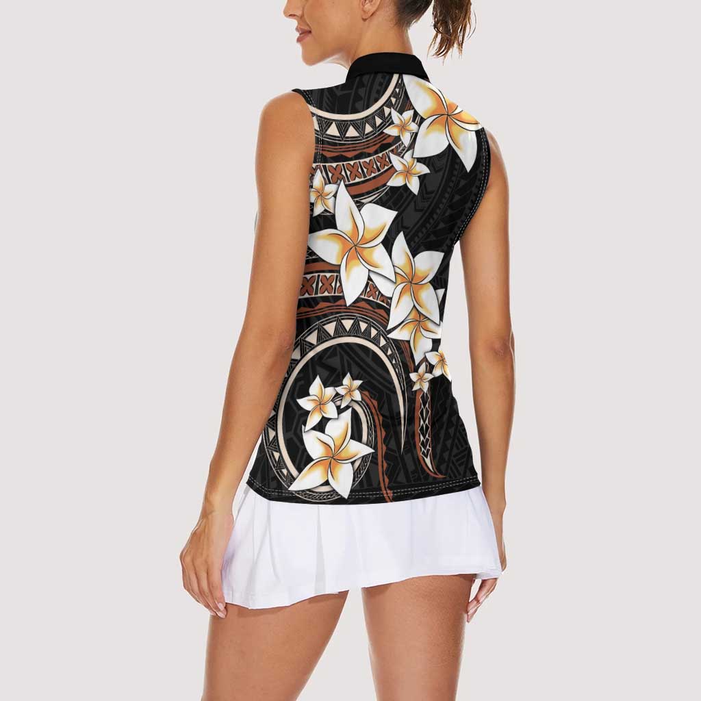 Vintage Plumeria Pacific Floral Women Sleeveless Polo Shirt LT9 - Polynesian Pride