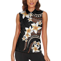 Vintage Plumeria Pacific Floral Women Sleeveless Polo Shirt LT9 - Polynesian Pride