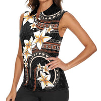 Vintage Plumeria Pacific Floral Women Sleeveless Polo Shirt LT9 - Polynesian Pride