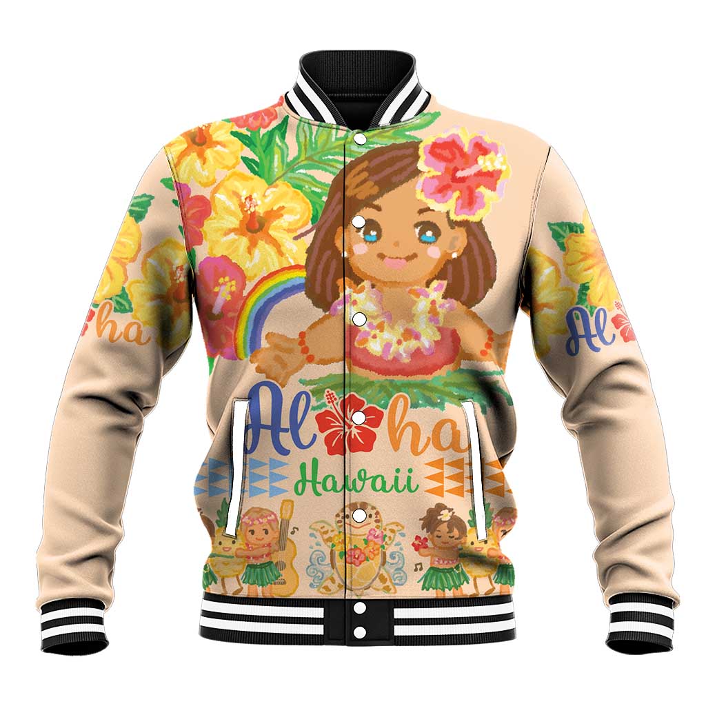 Kawaii Hula Girls Baseball Jacket Aloha Hibiscus Flowers