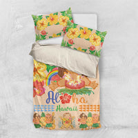Kawaii Hula Girls Bedding Set Aloha Hibiscus Flowers
