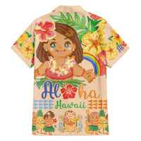 Kawaii Hula Girls Family Matching Off The Shoulder Long Sleeve Dress and Hawaiian Shirt Aloha Hibiscus Flowers LT9 - Polynesian Pride
