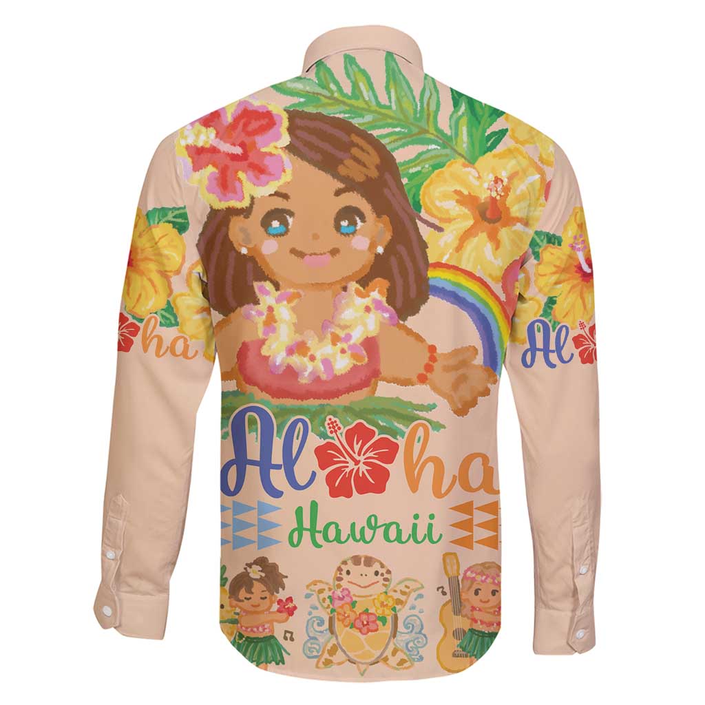 Kawaii Hula Girls Family Matching Off Shoulder Maxi Dress and Hawaiian Shirt Aloha Hibiscus Flowers LT9 - Polynesian Pride