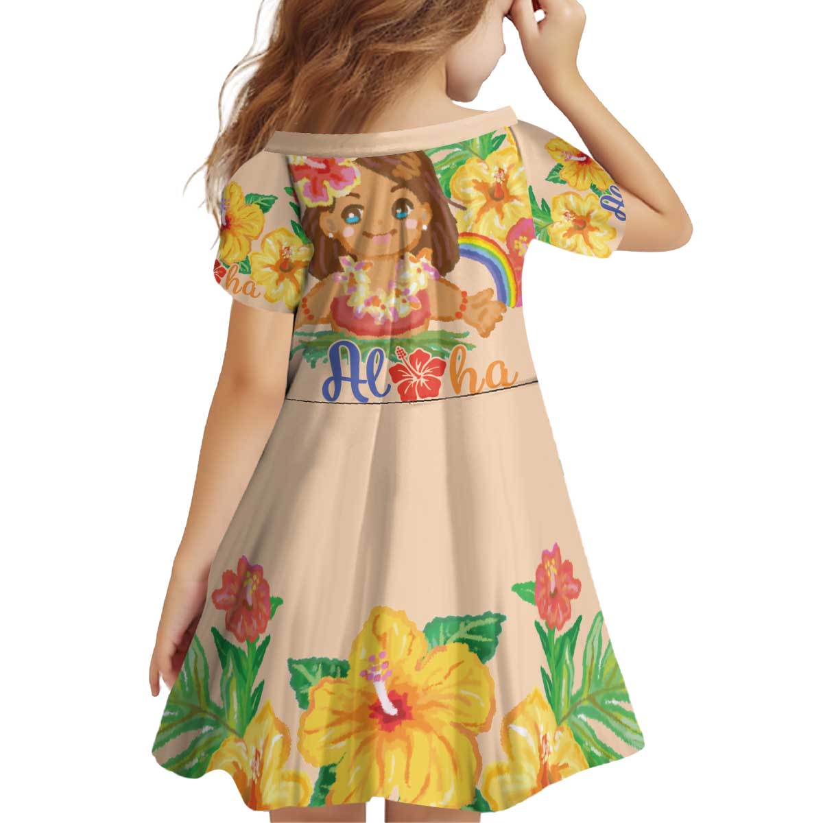 Kawaii Hula Girls Family Matching Puletasi and Hawaiian Shirt Aloha Hibiscus Flowers LT9 - Polynesian Pride