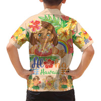 Kawaii Hula Girls Family Matching Short Sleeve Bodycon Dress and Hawaiian Shirt Aloha Hibiscus Flowers LT9 - Polynesian Pride