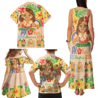 Kawaii Hula Girls Family Matching Tank Maxi Dress and Hawaiian Shirt Aloha Hibiscus Flowers LT9 - Polynesian Pride