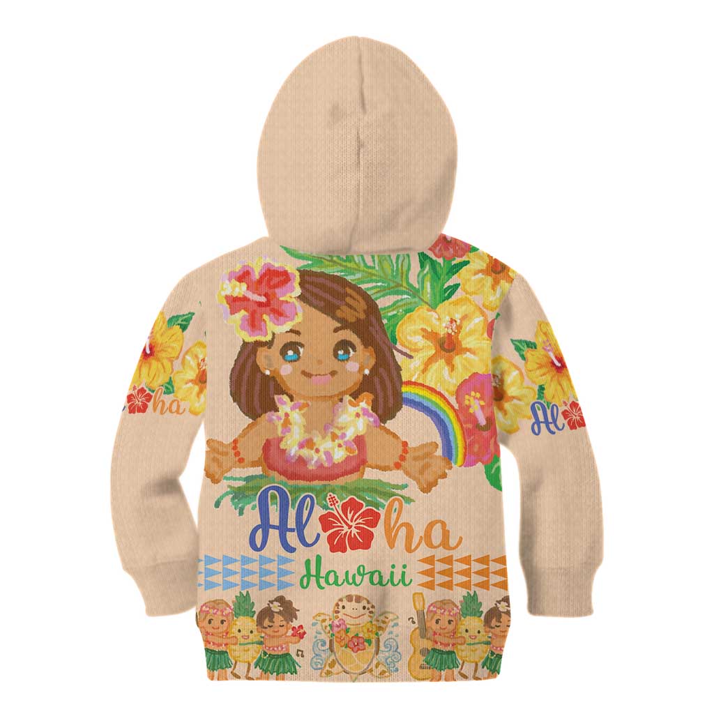 Kawaii Hula Girls Kid Hoodie Aloha Hibiscus Flowers