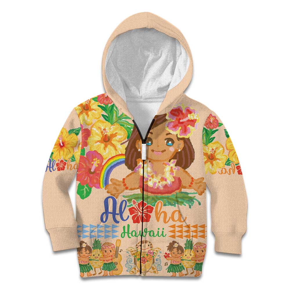 Kawaii Hula Girls Kid Hoodie Aloha Hibiscus Flowers