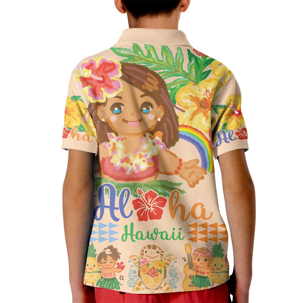 Kawaii Hula Girls Kid Polo Shirt Aloha Hibiscus Flowers LT9 - Polynesian Pride