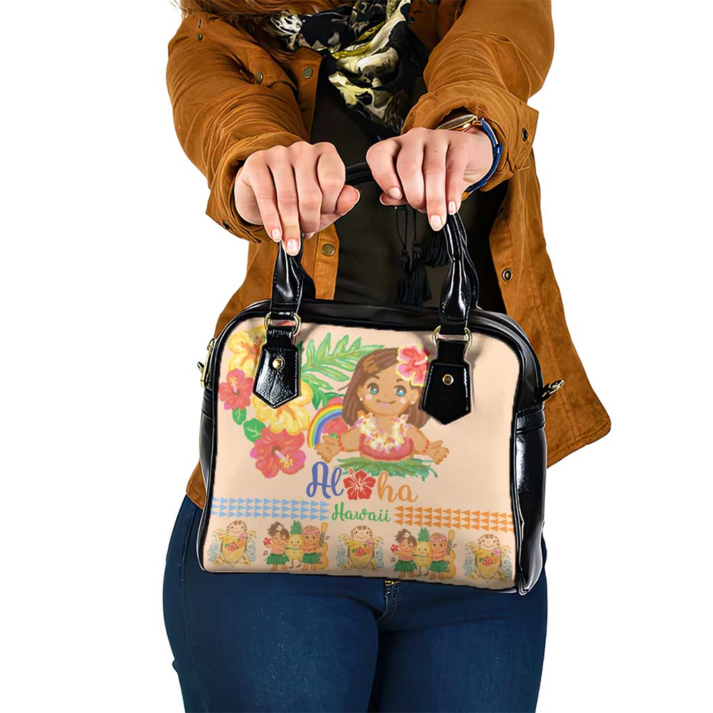 Kawaii Hula Girls Shoulder Handbag Aloha Hibiscus Flowers LT9 One Size Nude - Polynesian Pride