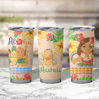 Kawaii Hula Girls Tumbler Cup Aloha Hibiscus Flowers