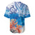 Hibiscus Turtle Tattoo Coral Reef Baseball Jersey with Polynesian Tribal