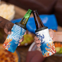 Hibiscus Turtle Tattoo Coral Reef 4 in 1 Can Cooler Tumbler with Polynesian Tribal